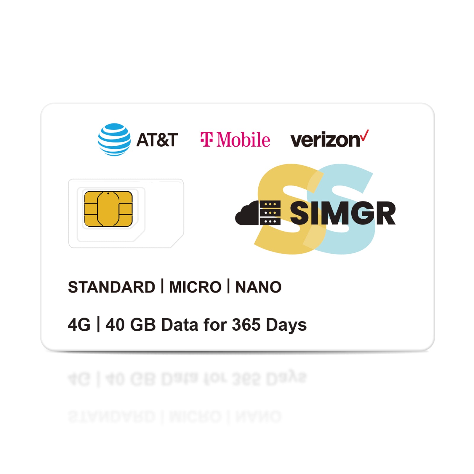 SIMGR Prepaid SIM Card USA Triple-Play Network 4G LTE-Supported Verizon, AT&T and T-Mobile