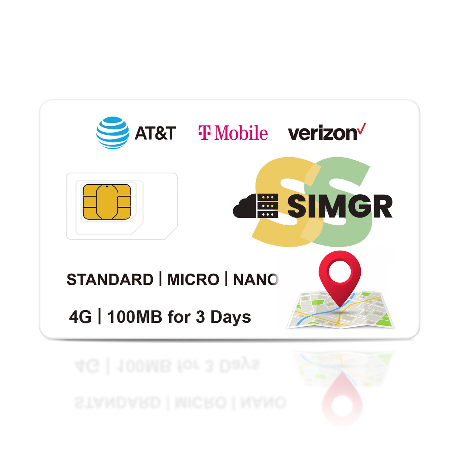 SIMGR GPS Prepaid SIM Card USA Triple-Play Network 4G LTE--Free 100MB |For any GPS devices