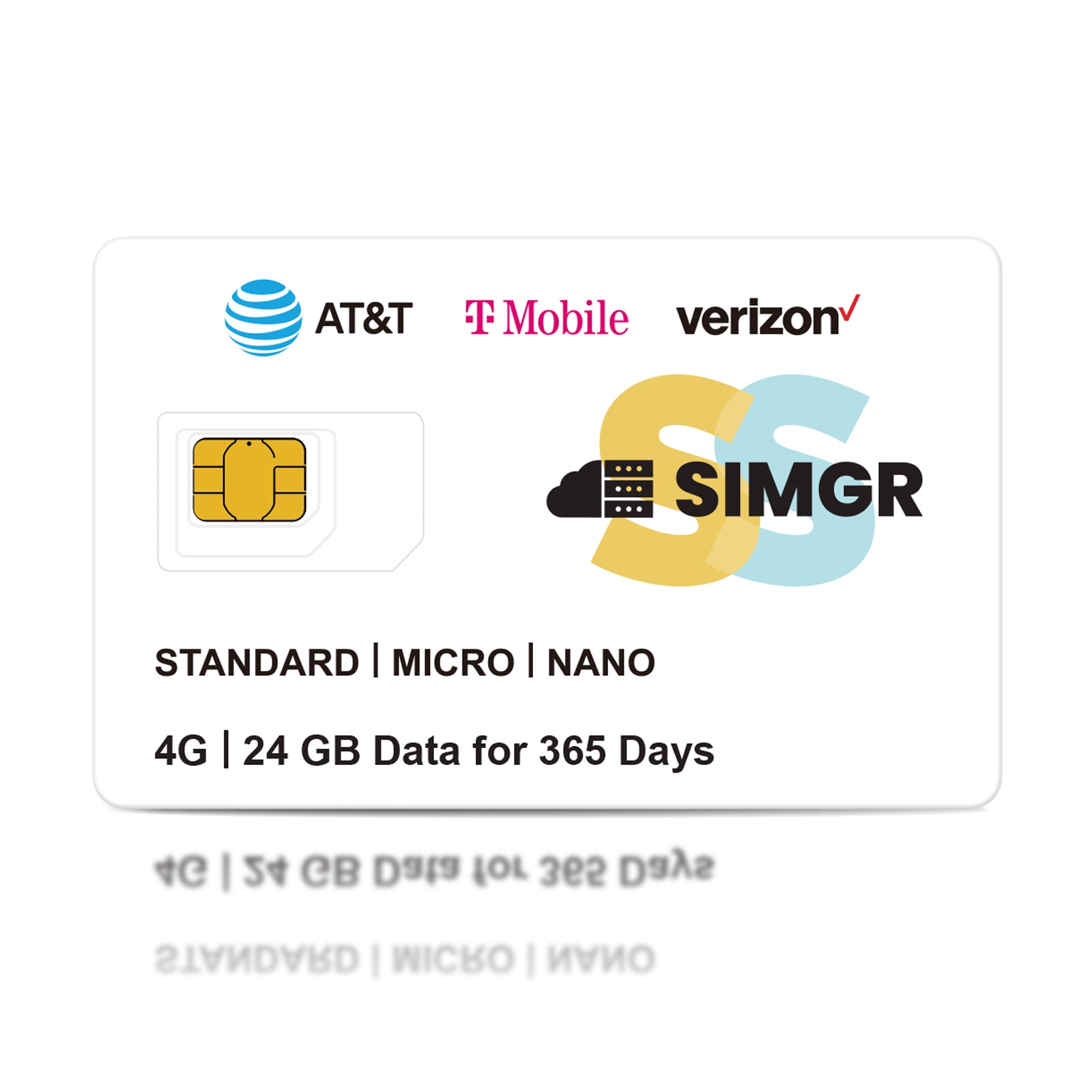 SIMGR Prepaid SIM Card USA Triple-Play Network 4G LTE-Supported Verizon, AT&T and T-Mobile