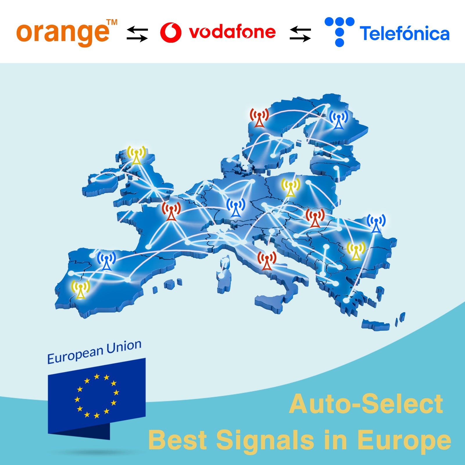 Europe 4G LTE-FREE 100MB-SmartSim Prepaid SIM Card-Support Orange, Vodafone ,Telefonica, Compatible with Unlocked Security Camera/Router/Mobile WiFi Hotspot/GPS Tracker/Tablet IoT Devices