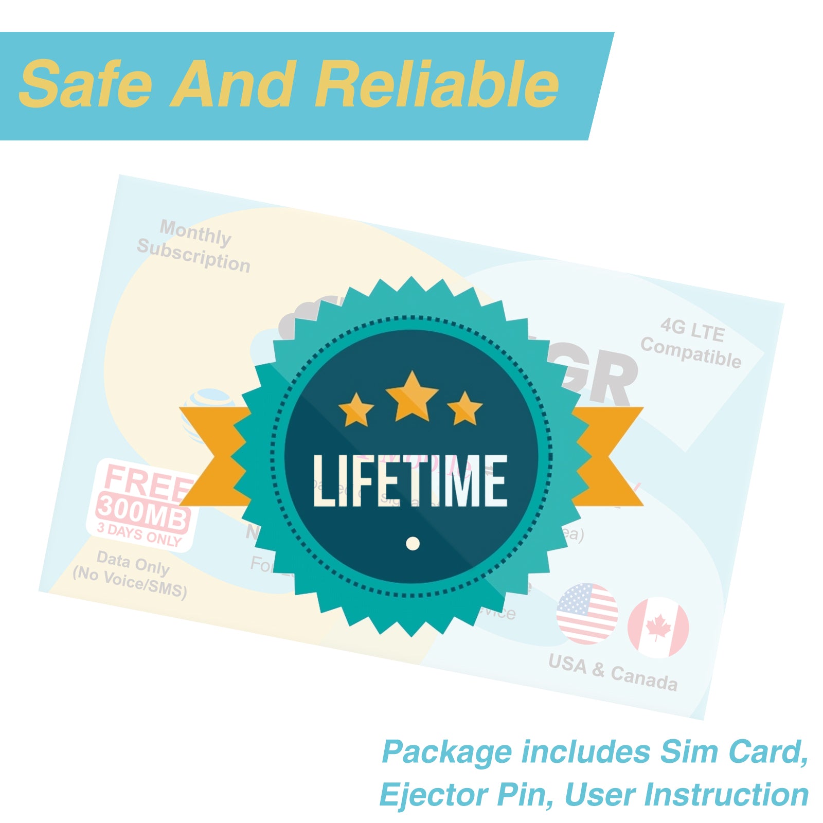 SIMGR Prepaid SIM Card USA Triple-Play Network 4G LTE--Free 500MB