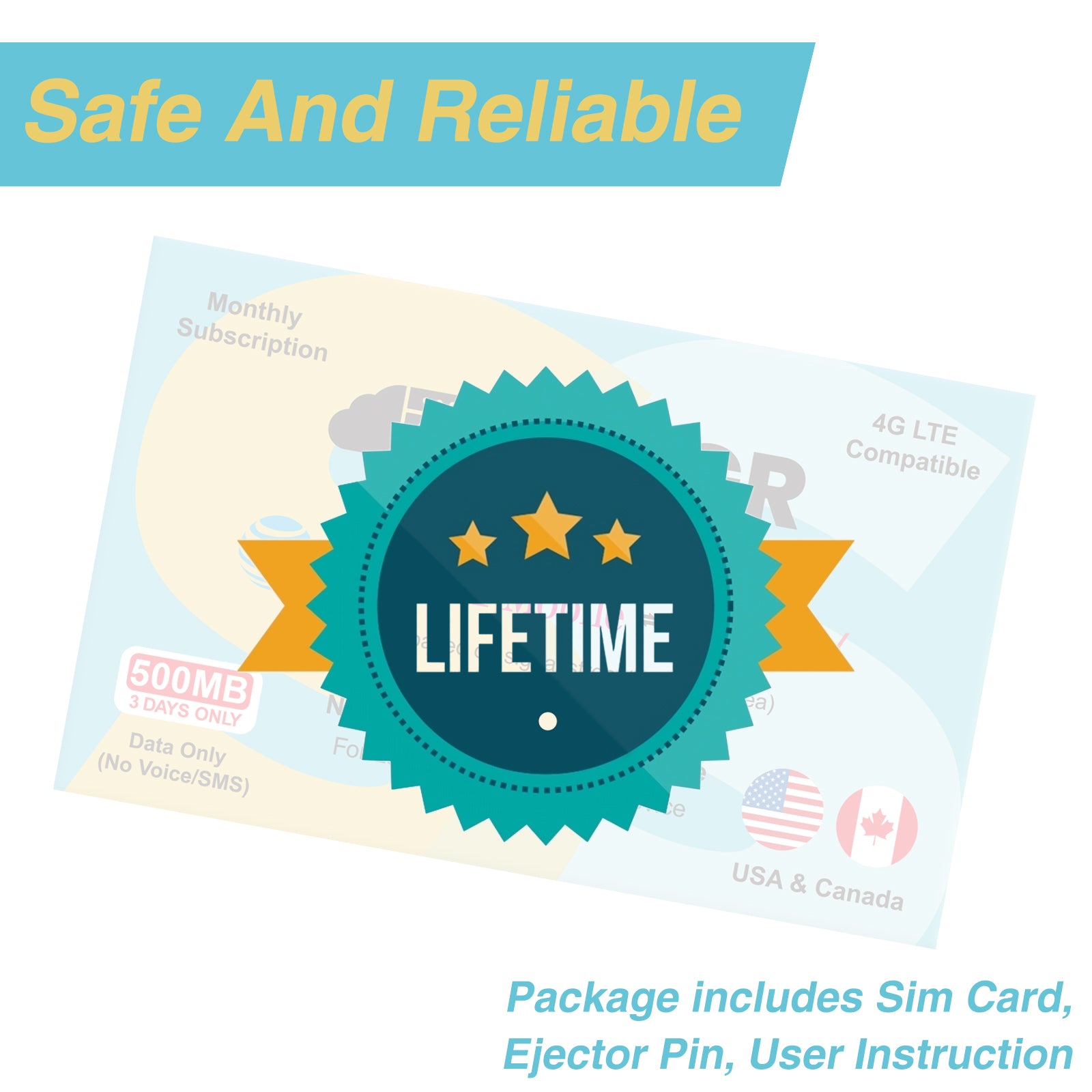 SIMGR Prepaid SIM Card USA Triple-Play Network 4G LTE--Free 500MB for 3 Days